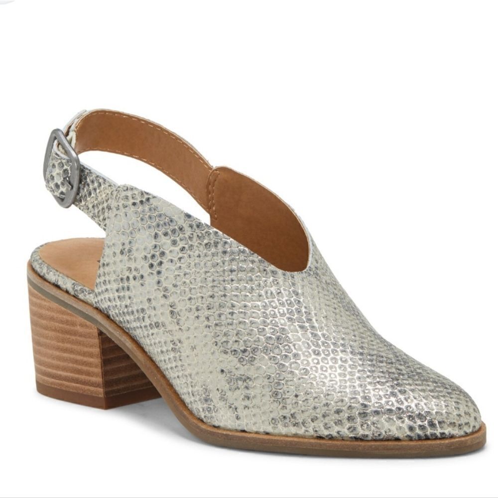 Lucky Brand Lideton Slingback Leather Snakeskin Heels Size 9.5